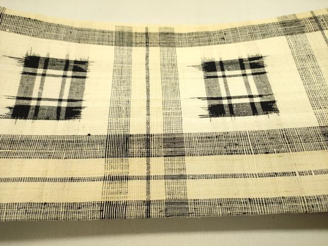 平和屋着物●つけ帯 紬地 変わり格子 正絹 逸品 DABB7415op
