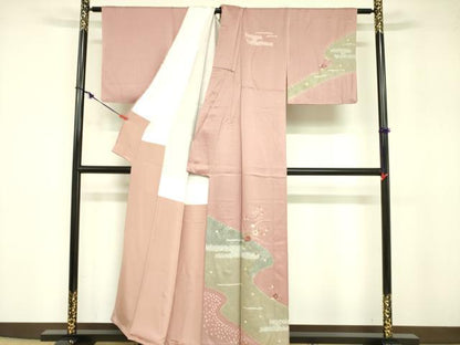 平和屋着物■訪問着 刺繍 絞り 流水花文 金彩 正絹 逸品 DABB7450op