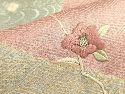 平和屋着物■訪問着 刺繍 絞り 流水花文 金彩 正絹 逸品 DABB7450op