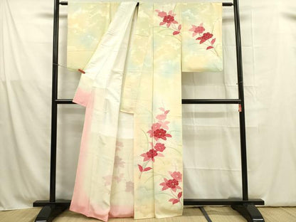 平和屋着物■訪問着 駒刺繍 草花 暈し染め 正絹 逸品 DABB7467op