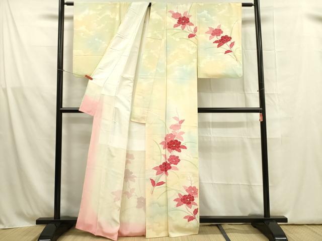 平和屋着物■訪問着 駒刺繍 草花 暈し染め 正絹 逸品 DABB7467op