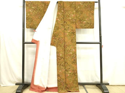 平和屋着物■上質な小紋 草花文 ロング丈 正絹 逸品 DABB7479op