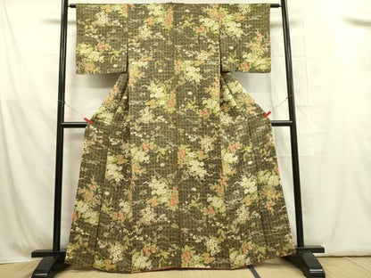 平和屋着物■上質な小紋 草花 正絹 逸品 DABB7491op