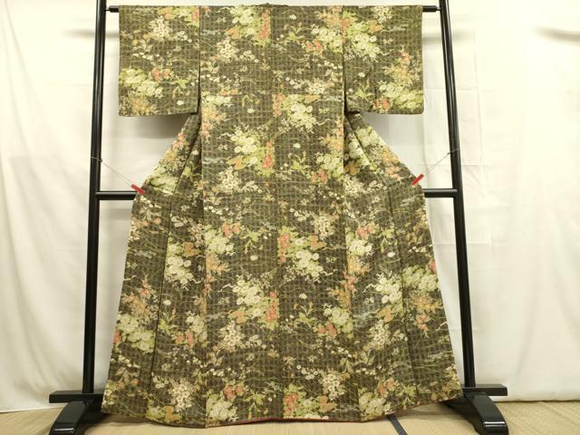 平和屋着物■上質な小紋 草花 正絹 逸品 DABB7491op
