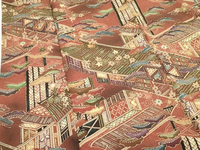 平和屋着物■上質な小紋 風景松文 鬼しぼ縮緬 正絹 逸品 DABB7496op