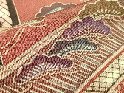 平和屋着物■上質な小紋 風景松文 鬼しぼ縮緬 正絹 逸品 DABB7496op