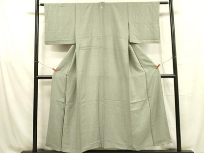 平和屋着物■上質な色無地 花唐草地紋 山葵色 背抜き仕立て 正絹 逸品 DABB7497op
