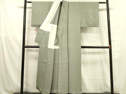 平和屋着物■上質な色無地 花唐草地紋 山葵色 背抜き仕立て 正絹 逸品 DABB7497op