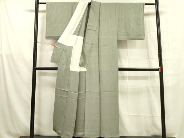 平和屋着物■上質な色無地 花唐草地紋 山葵色 背抜き仕立て 正絹 逸品 DABB7497op