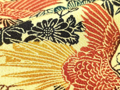 平和屋着物■上質な小紋 型染 飛鶴松文 鬼しぼ縮緬 正絹 逸品 DABB7507op