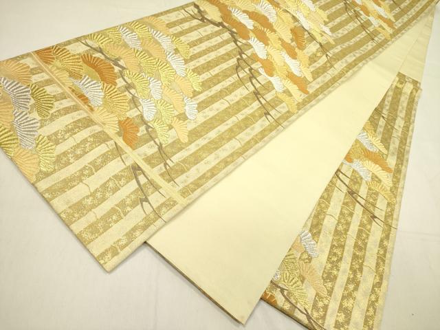 平和屋着物●西陣　川島織物　六通柄　本袋帯　唐織　枝松　金銀糸　正絹　逸品　DABB7512op