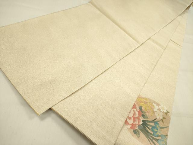 平和屋着物●爪掻き本綴れ 太鼓柄袋帯 花車文 金糸 正絹 逸品 未使用 DABB7513op