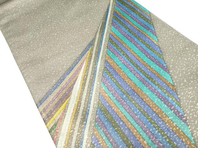 平和屋着物●染色作家 斉藤三才 太鼓柄袋帯 幾何学文様 正絹 逸品 DABB7515op