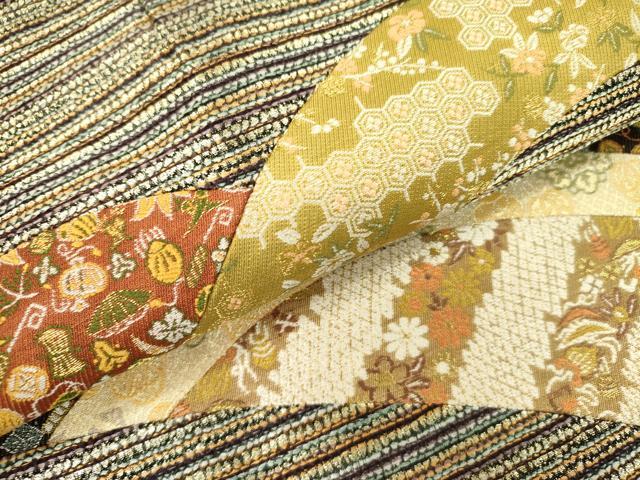 平和屋着物●九寸名古屋帯　切嵌　吉祥花文　金糸　正絹　逸品　DABB7517op