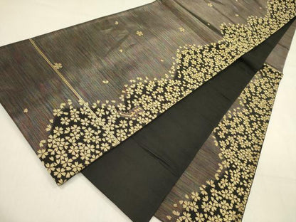 平和屋着物●染色作家 斉藤三才 六通柄袋帯 三才鳥 舞桜 金糸 やまと誂製 正絹 逸品 DABB7519op