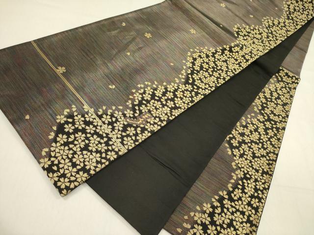 平和屋着物●染色作家 斉藤三才 六通柄袋帯 三才鳥 舞桜 金糸 やまと誂製 正絹 逸品 DABB7519op