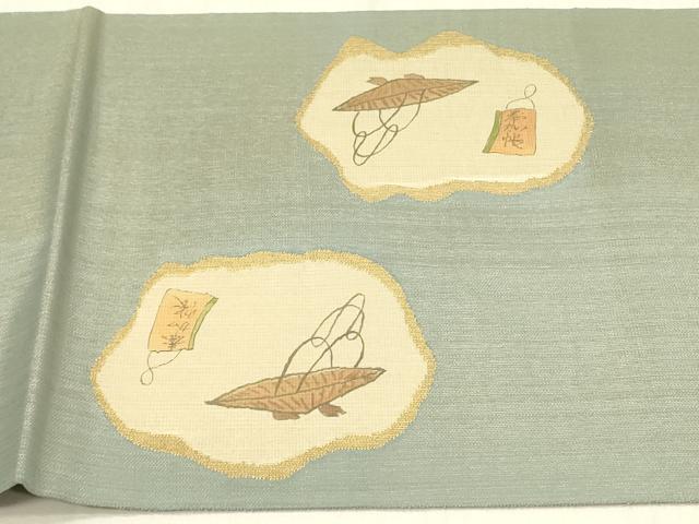 平和屋着物●二代目 寺嶋保二 太鼓柄袋帯 大津絵 金糸 正絹 逸品 DABB7533op