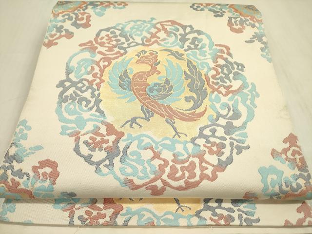 平和屋着物●六通柄 本袋帯 花鳥文 金糸 正絹 逸品 DABB7534op