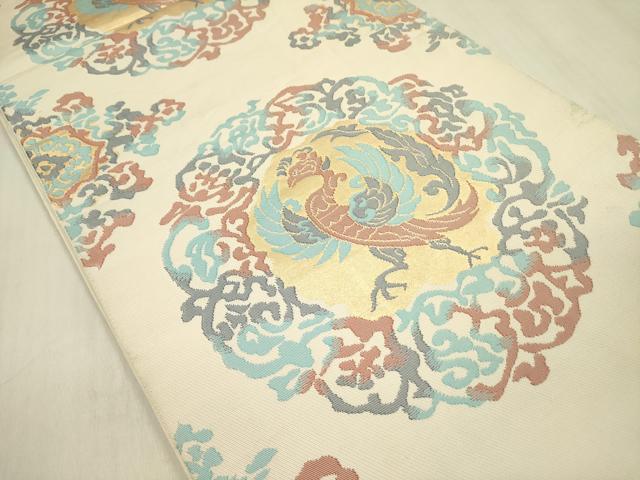 平和屋着物●六通柄 本袋帯 花鳥文 金糸 正絹 逸品 DABB7534op