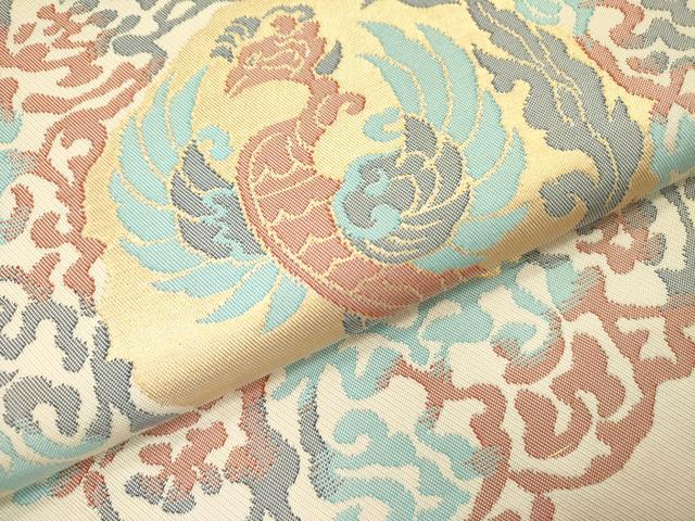 平和屋着物●六通柄 本袋帯 花鳥文 金糸 正絹 逸品 DABB7534op