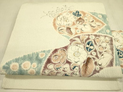 平和屋着物●九寸名古屋帯 作家物 辻が花 鬼しぼ縮緬 正絹 逸品 DABB7536op