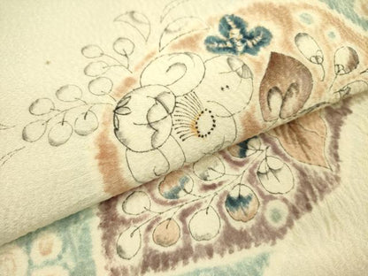 平和屋着物●九寸名古屋帯 作家物 辻が花 鬼しぼ縮緬 正絹 逸品 DABB7536op