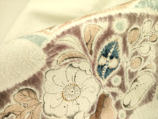 平和屋着物●九寸名古屋帯 作家物 辻が花 鬼しぼ縮緬 正絹 逸品 DABB7536op