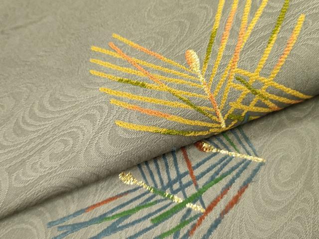 平和屋着物●九寸名古屋帯 作家物 松葉文 金糸 正絹 逸品 DABB7537op