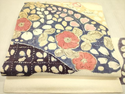 平和屋着物●九寸名古屋帯 辻が花 鬼しぼ縮緬 正絹 逸品 DABB7539op