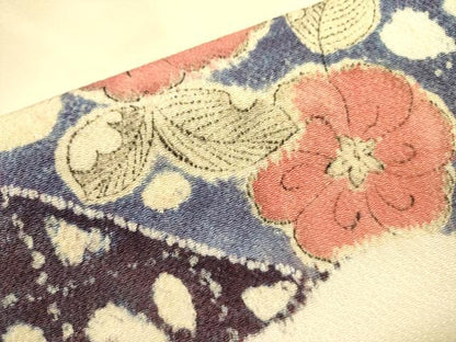 平和屋着物●九寸名古屋帯 辻が花 鬼しぼ縮緬 正絹 逸品 DABB7539op
