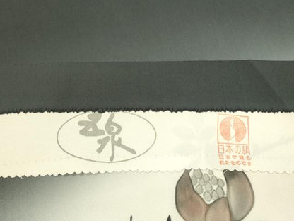 平和屋着物●塩瀬 九寸名古屋帯 手描き 五泉 枝花 反端付き 正絹 逸品 DABB7556op