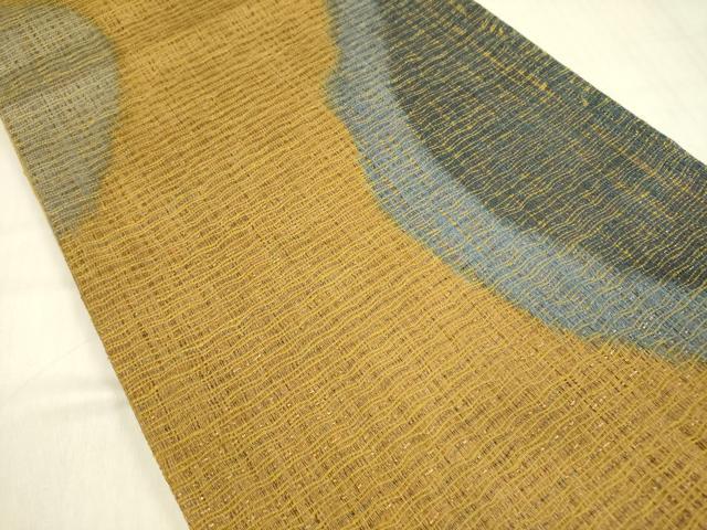 平和屋着物▽六通柄袋帯 スリーシーズン 春夏秋 櫛織 流線文 金糸 正絹 逸品 DABB7559op