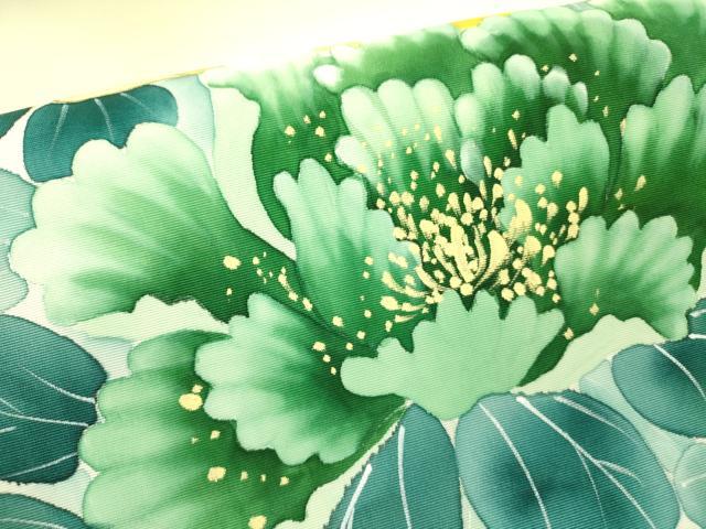 平和屋着物●内山晴祥 手描き 塩瀬 九寸名古屋帯 草花 金彩 正絹 逸品 DABB7561op