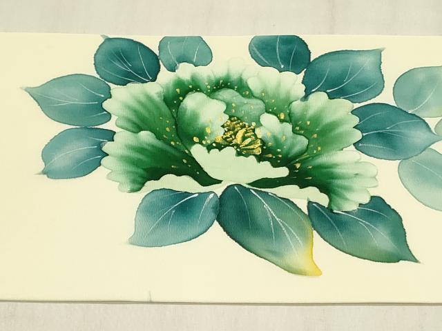 平和屋着物●内山晴祥 手描き 塩瀬 九寸名古屋帯 草花 金彩 正絹 逸品 DABB7561op