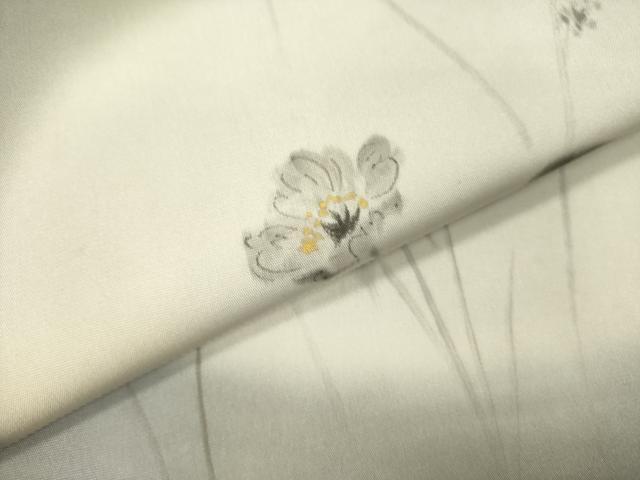 平和屋着物●塩瀬 九寸名古屋帯 手描き 草花 金彩 正絹 逸品 DABB7565op