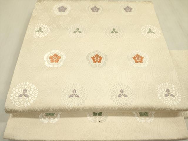 平和屋着物●九寸名古屋帯 唐織 立涌花文 正絹 逸品 DABB7566op