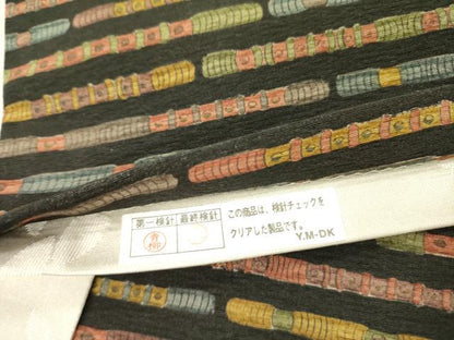 平和屋着物●両面 全通柄袋帯 笛 黒地 正絹 逸品 DABB7572op