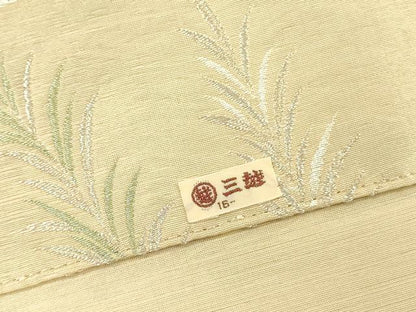 平和屋着物●つけ帯 草葉文 銀糸 三越扱い 正絹 逸品 未使用 DABB7577op