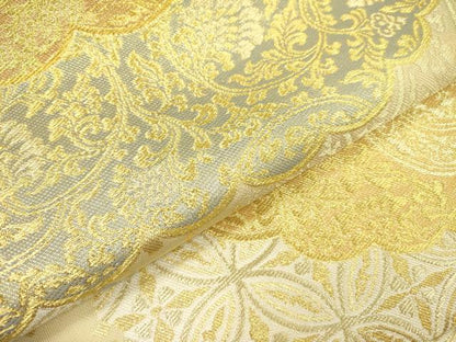 平和屋着物●西陣　川島織物　つけ帯　雲取花文　金糸　三越扱い　正絹　逸品　DABB7578op