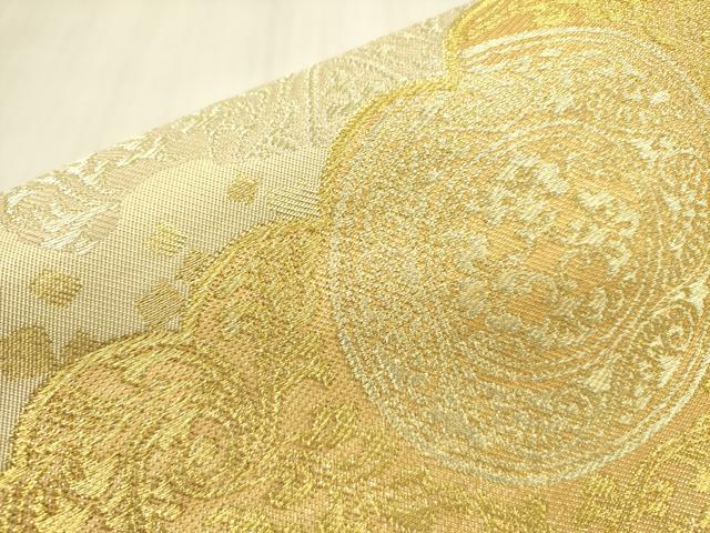 平和屋着物●西陣　川島織物　つけ帯　雲取花文　金糸　三越扱い　正絹　逸品　DABB7578op