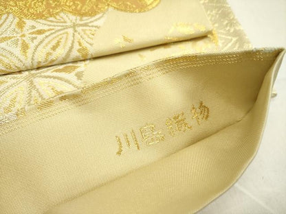 平和屋着物●西陣　川島織物　つけ帯　雲取花文　金糸　三越扱い　正絹　逸品　DABB7578op