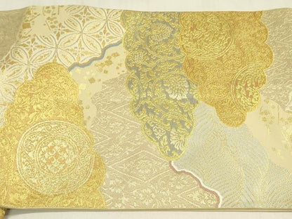 平和屋着物●西陣　川島織物　つけ帯　雲取花文　金糸　三越扱い　正絹　逸品　DABB7578op