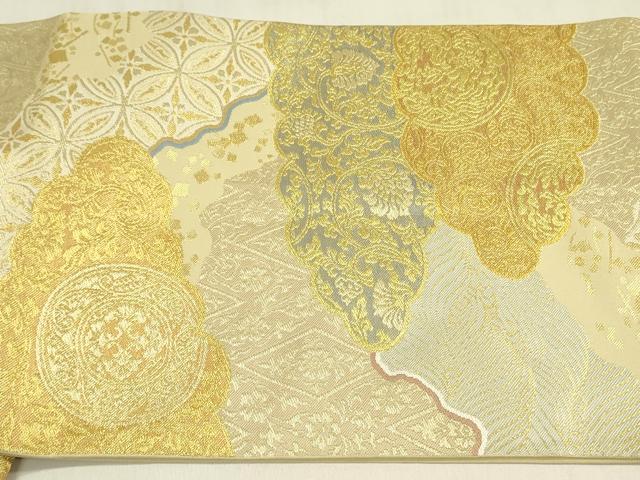 平和屋着物●西陣　川島織物　つけ帯　雲取花文　金糸　三越扱い　正絹　逸品　DABB7578op