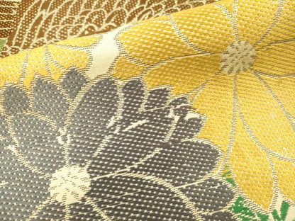 平和屋着物●アンティーク 大正ロマン 丸帯 花鳥文 引き抜き帯 正絹 逸品 DABB7585op