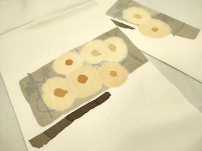 平和屋着物●日展染色作家　高久空木　ろうけつ染　塩瀬　九寸名古屋帯　草花文　正絹　逸品　DABB7587op