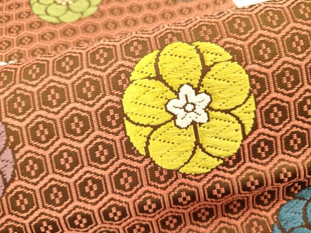 平和屋着物●六通柄袋帯 唐織 舞花 正絹 逸品 DABB7591op