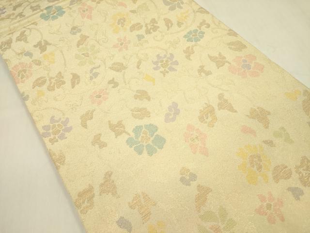 平和屋着物●京都の和装業の老舗一門 千切屋 六通柄袋帯 切金錦 花唐草文 金糸 正絹 逸品 DABB7599op