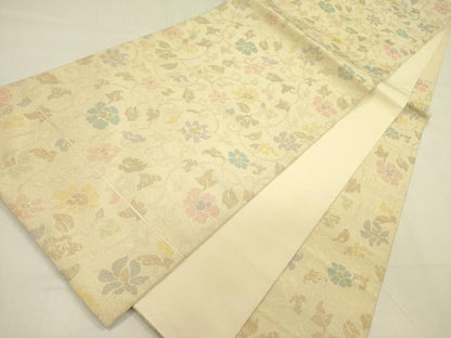 平和屋着物●京都の和装業の老舗一門 千切屋 六通柄袋帯 切金錦 花唐草文 金糸 正絹 逸品 DABB7599op