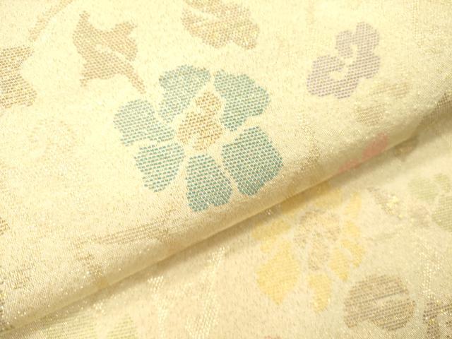 平和屋着物●京都の和装業の老舗一門 千切屋 六通柄袋帯 切金錦 花唐草文 金糸 正絹 逸品 DABB7599op