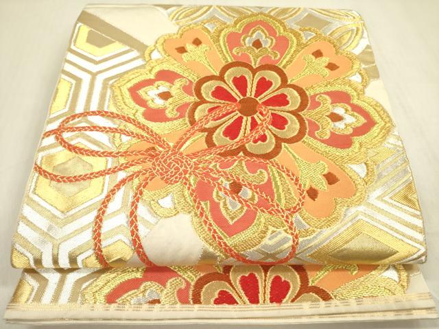 平和屋着物●西陣 川島織物 六通柄 本袋帯 唐織 宝相華 結び紐 七宝文 金銀糸 正絹 逸品 DABB7600op